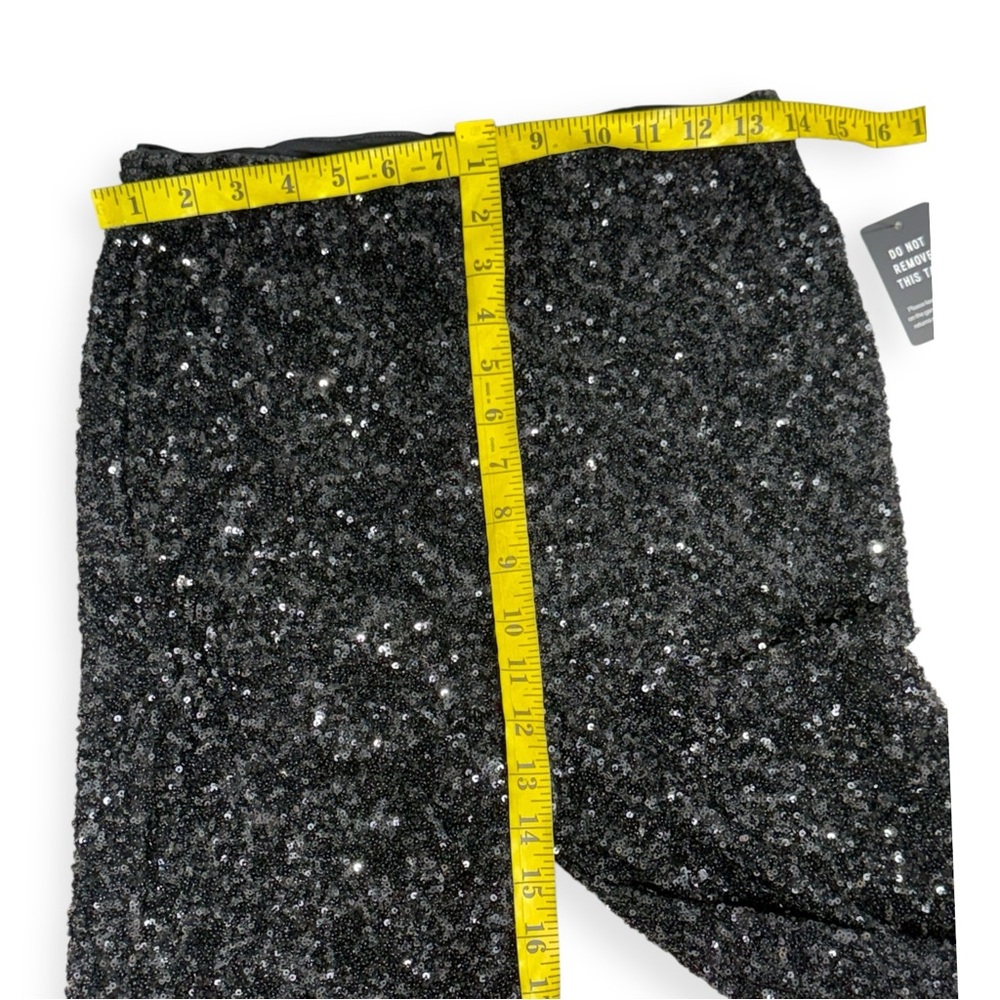 Express Super High Waisted Sequin Flare Pant Black Size Small - Picture 7 of 10